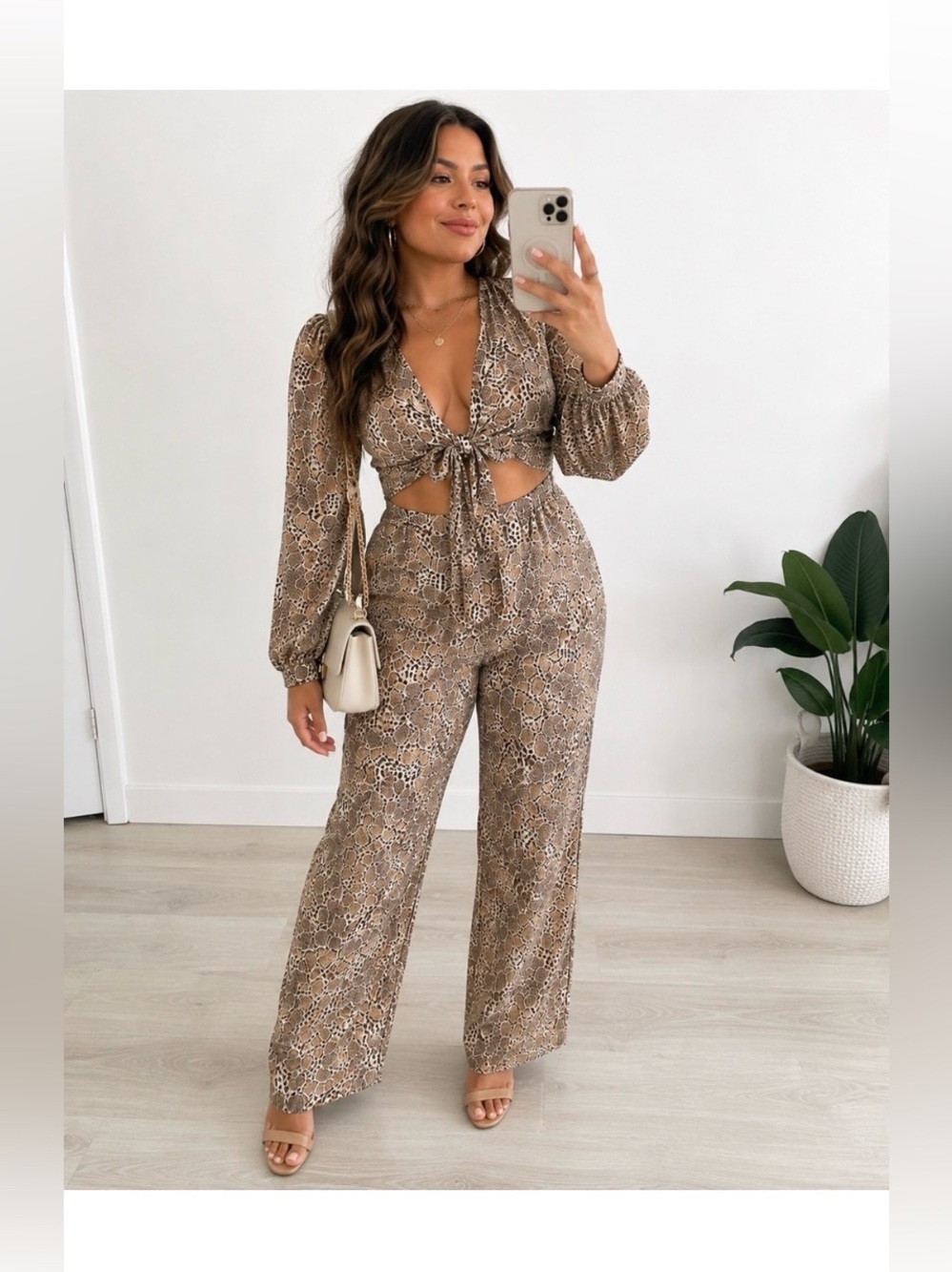 REVOLVE Lovers + Friends Cheetah Print Cut Out Jumpsuit Size Small